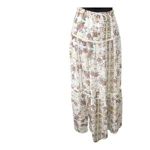 Zara Women's Romantic Boho Floral Tiered Smocked Waist Maxi Skirt‎ Sz XS